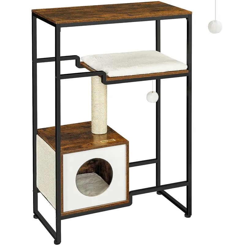 Ofertă de sezon FEANDREA Mobilier 2 in 1 pentru pentru pisici cu ascunzatoare, 74x34x114cm, maro vintage