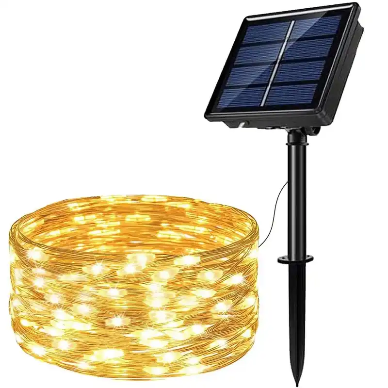 Plată sigură Ghirlanda luminoasa cu incarcare solara, 200 LED-uri, 22 metri, 8 functii, alb cald