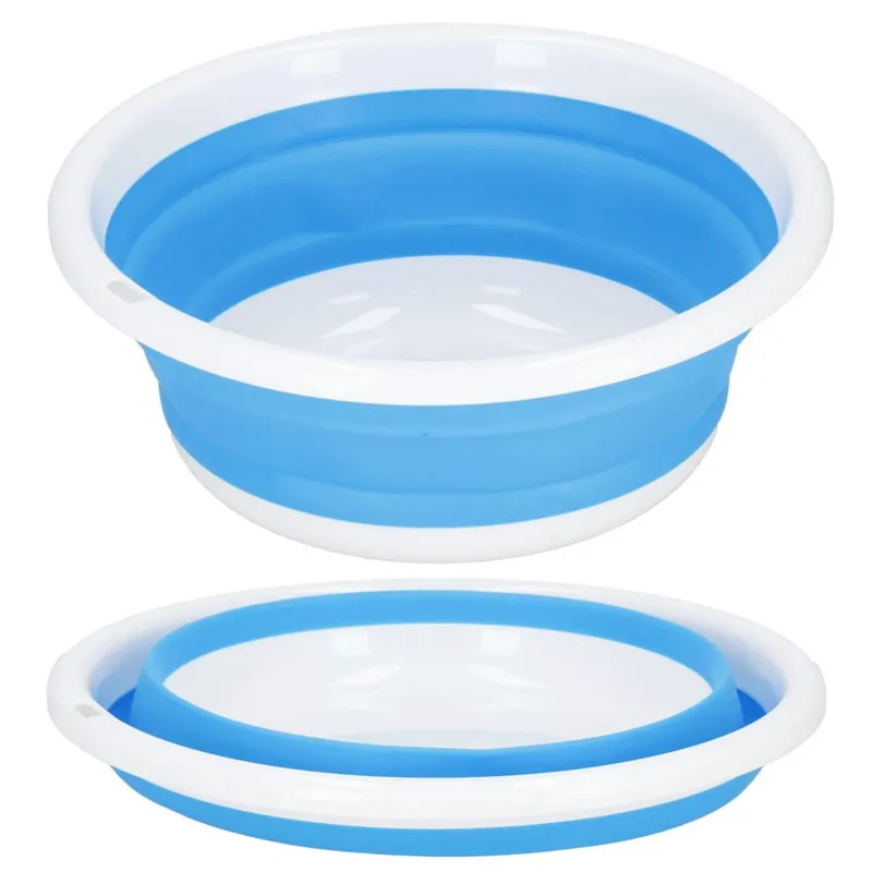 Lighean pliabil, rotund, din plastic si silicon, 38x15cm, 9litri, albastru Premium