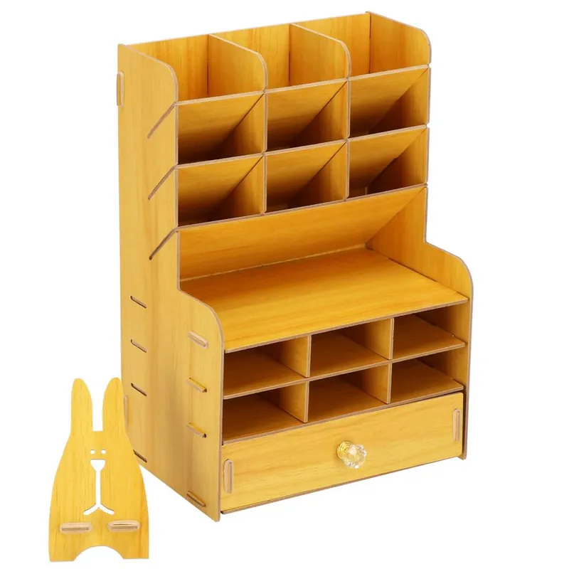 Organizator pentru birou, din lemn, cu 15 compartimente si sertar Livrare rapidă