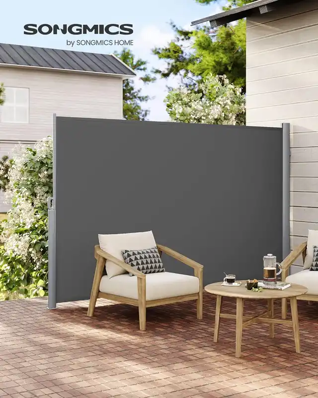 SONGMICS Paravan lateral pentru intimitate, extensibil, sistem fixare inclus, 160x400cm, gri Ofertă exclusivă