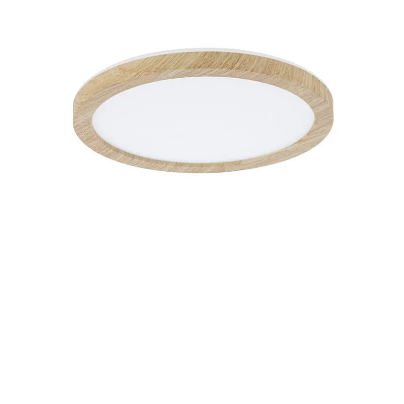 Panou LED Atria Shine Ø19 cm, finisaj lemn, IP44, 3000K, pornit/oprit, Paulmann Preț promoțional