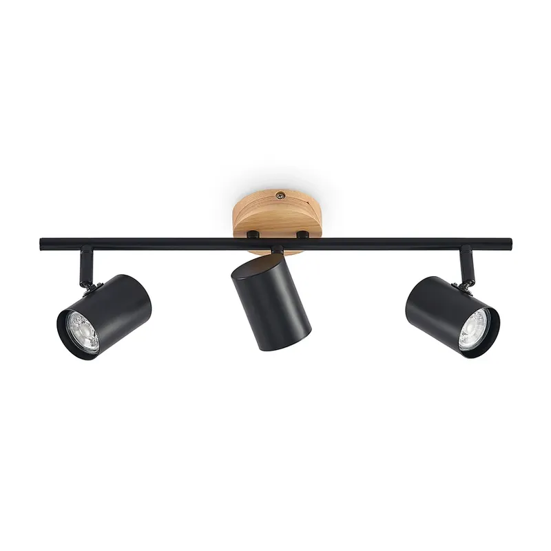 Xiomara 3 Plafonieră Black/Light Wood - Lindby Reducere specială
