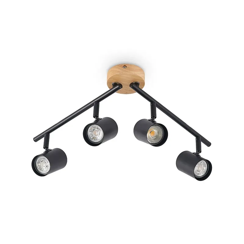 Xiomara 4 Plafonieră Black/Light Wood - Lindby Preferatul clienților
