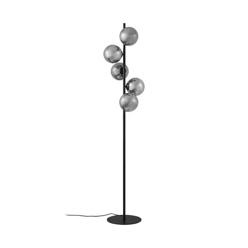 Lampadar Orbelia, negru, 5 becuri, sticlă - Lindby Reducere de preț