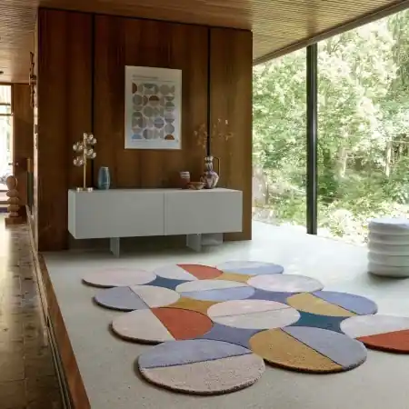 Covor Mia Ellipse Albastru, Caramiziu 200x290 cm, Flair Rugs Cel mai vândut