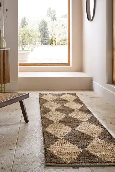 Premium Traversa Effie Diamond Jute Maro inchis 80x230 cm, Flair Rugs