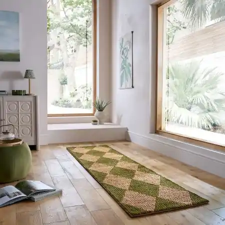 Preț redus Traversa Effie Diamond Jute Verde masliniu 60x230 cm, Flair Rugs