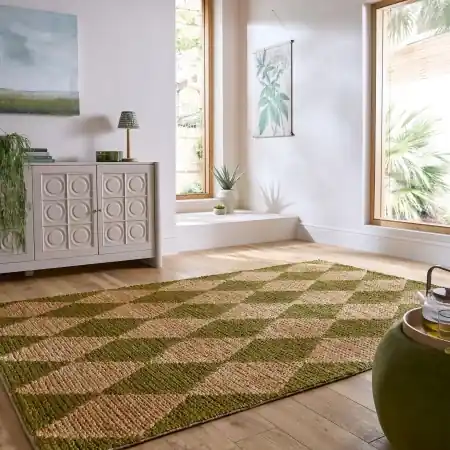 Disponibil imediat Covor Effie Diamond Jute Verde masliniu 160x230 cm, Flair Rugs