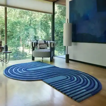 Vezi acum Covor Conway Retro Shaped Albastru inchis 120x180 cm, Flair Rugs