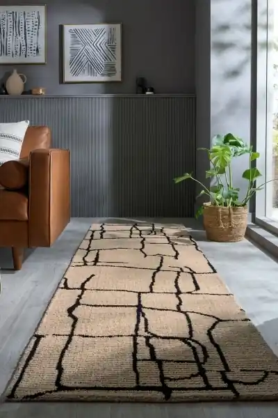 Traversa Theo Circular Knit Crem 80x300 cm, Flair Rugs Calitate înaltă