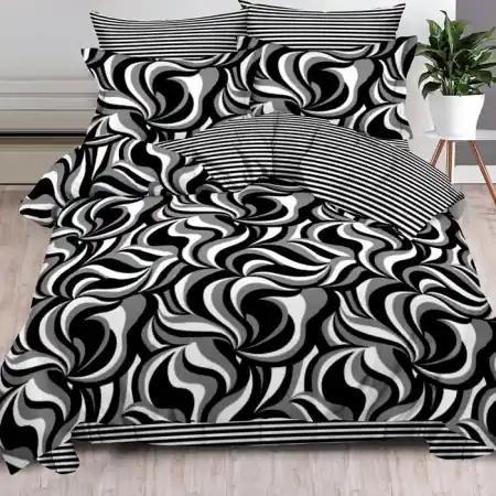 Reducere specială Lenjerie cu elastic 180x200 Black Illusion 6 Piese (Finet)