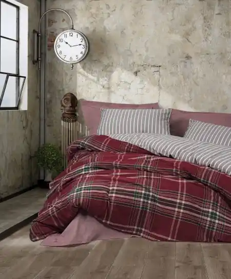 Plată sigură Lenjerie Pledd Bordo (Bumbac 100%)