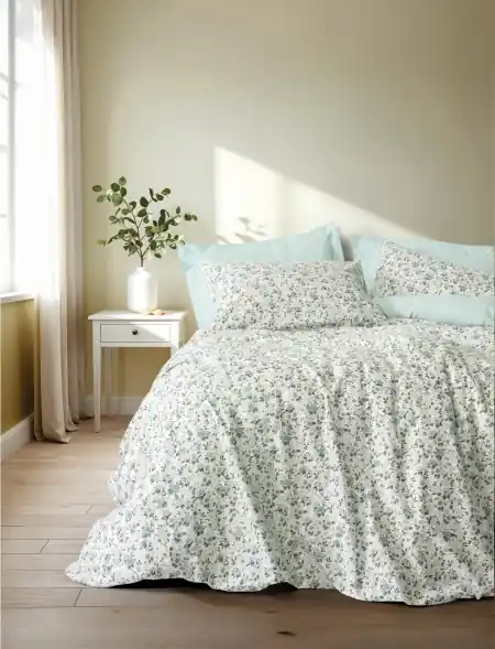 Preferatul clienților Lenjerie Nola Mint cu elastic 160x200 (Bumbac 100%)