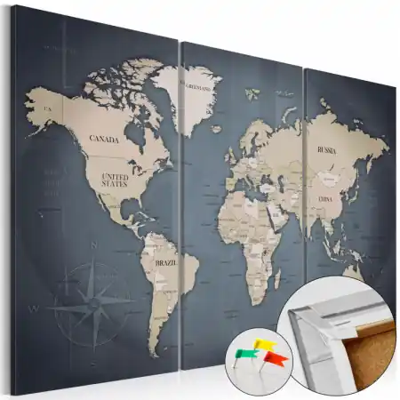 Bestseller Tablou din plută - Anthracitic World [Cork Map] 120x80 cm
