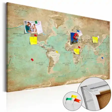 Bestseller Tablou din plută - Celadon Journey [Cork Map] 90x60 cm