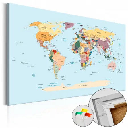 Bestseller Tablou din plută - Travel with Me [Cork Map] 120x80 cm