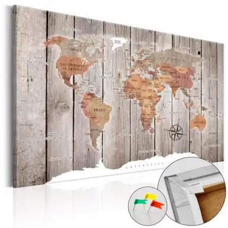 Bestseller Tablou din plută - Wooden Stories [Cork Map] 60x40 cm