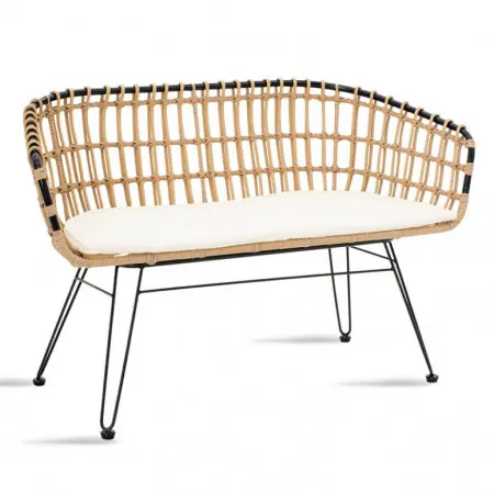 Bancheta de Gradina Naoki Negru - Natural 120x55x79 cm Preferatul clienților