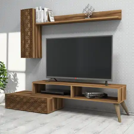 Ansamblu Comoda TV Planet Walnut Cel mai bun preț