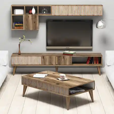 Ultima șansă Set Comoda TV si Masuta de Cafea Living Milan Walnut