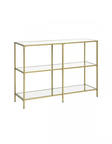Consola din sticla securizata, Vasagle, 3 rafturi, 100 x 30 x 73, LGT27G, Auriu Popular