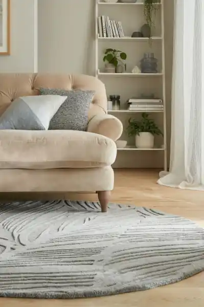 Covor Lino Leaf Gri 160X160 cm, rotund, Flair Rugs Mai ieftin