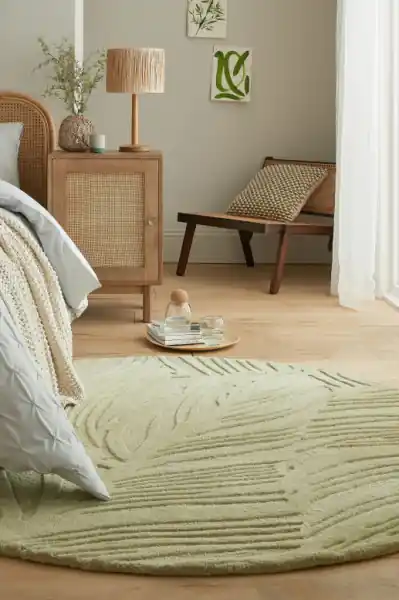 Ofertă exclusivă Covor Lino Leaf Verde Sage 160X160 cm, rotund, Flair Rugs