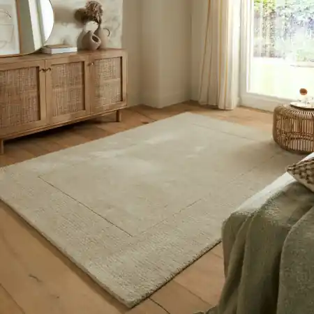 Covor Textured Wool Border Natural 160X230 cm, Flair Rugs Ofertă specială