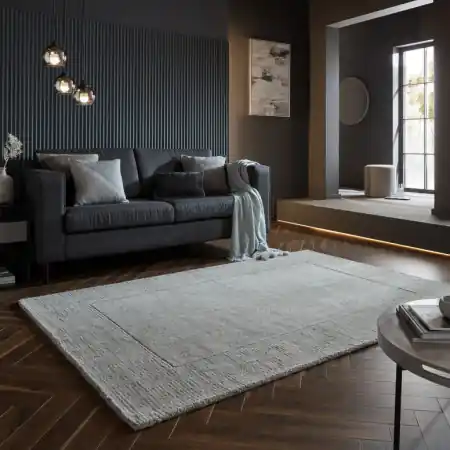 Doar azi Covor Textured Wool Border GREY MARL 160X230 cm, Flair Rugs