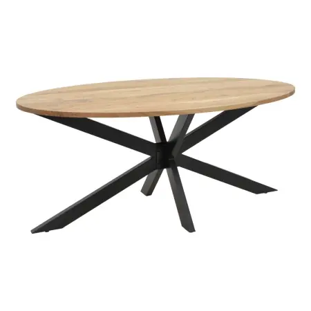 Bestseller Masa Bonre din lemn masiv de acacia natural cu picioare din metal negru 175x96x76 cm