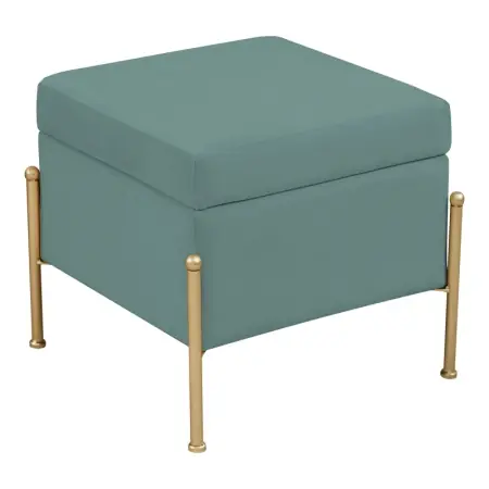 Taburet cu capac Panton catifea verde-aurie 40x40x36.5 cm Reducere
