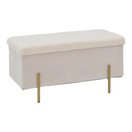 Plată securizată Taburet Ziwel cu capac teddy alb auriu 80x40x40 cm