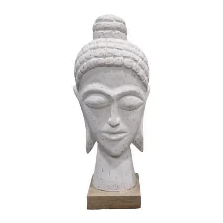 Calitate înaltă Statueta Wevi bust Buddha alb lemn mango 17x11.5x41 cm