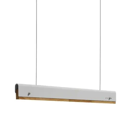 Cel mai vândut Lustra LED Rafmole metal alb si lemn 120x2.5x100 cm