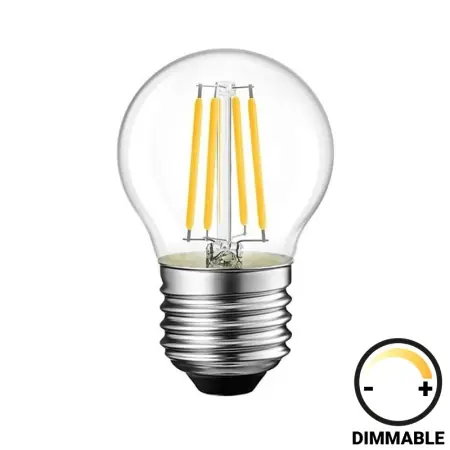 Bec LED G45 dimabil 4W E27 transparent 6.4x6.4x14.7 cm Plată sigură