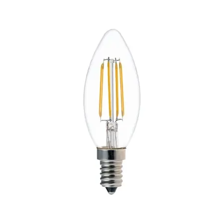 Bec LED C35 4W 3000K E14 transparent 3.5x3.5x9.5 cm Disponibil imediat