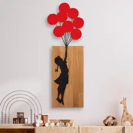 Accesoriu decorativ de perete din lemn si metal Ma-368 Nuc 70x62 cm Doar azi