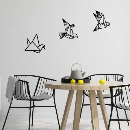 Accesoriu decorativ de perete din lemn si metal Oragami Negru 26x32 cm Ofertă