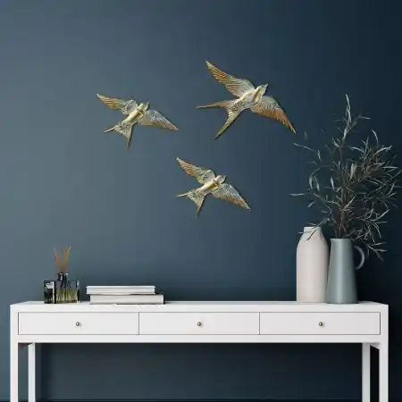 Accesoriu decorativ de perete Flying Swallow Auriu 28x19x2 cm Plată securizată