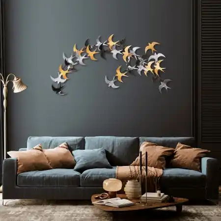 Accesoriu decorativ de perete metalic Bys-057 Multicolor 137x62 cm Ofertă