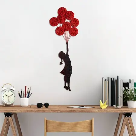 Accesoriu decorativ de perete metalic Model-429 Rosu 100x34 cm Popular