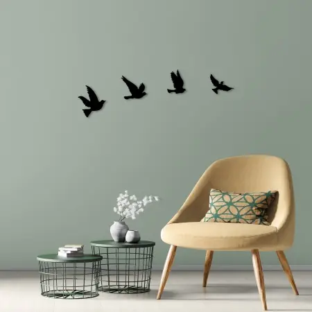 Accesoriu decorativ de perete metalic Pigeons Negru 18x20 cm Mai ieftin