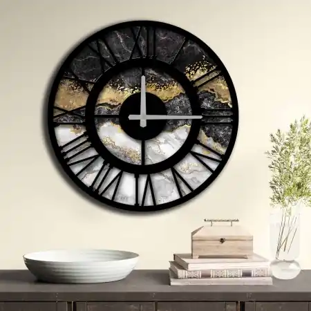 Ceas decorativ de perete din lemn 5050MS-027 Multicolor 50x50x0 cm Plată securizată