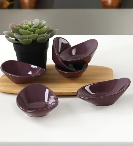 Plată sigură Set boluri de sos din ceramica (6 bucati) Mayd200 Violet 12x7.9x3 cm