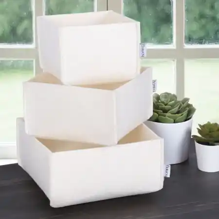 Set organizator de birou din fetru (3 bucati) HMY-6268 Crem 22.5x22.5x10 cm Livrare expres