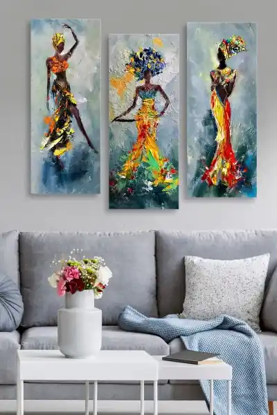 Discount Set tablouri canvas (3 bucati) MDF0035 Multicolor 70x50 cm