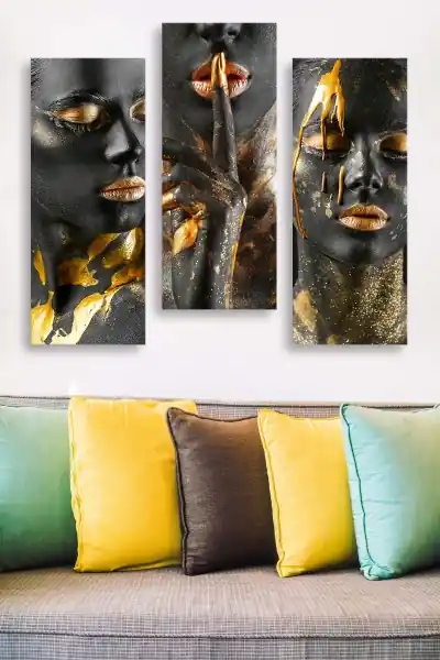 Set tablouri canvas (3 bucati) MDF0039 Multicolor 70x50 cm Premium