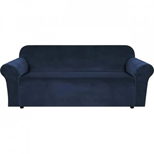 Bestseller Husa elastica din catifea, canapea 3 locuri, cu brate, bleumarin, HCCJ3-04