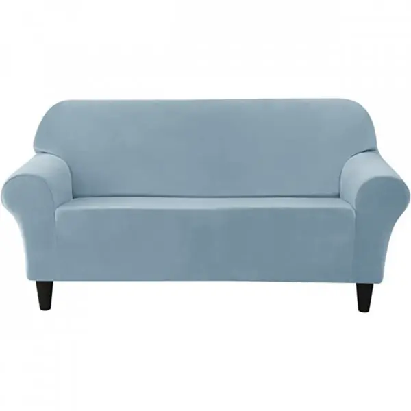 Bestseller Husa elastica din catifea, canapea 2 locuri, cu brate, bleu, HCCJ2-10